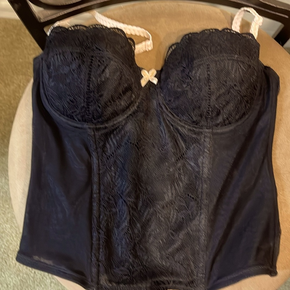 Sexy Black Corset Longline Bra